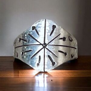 Handmade Womens Sterling Silver .925 Abstract Geometric Hammered Ring Sz 8.5